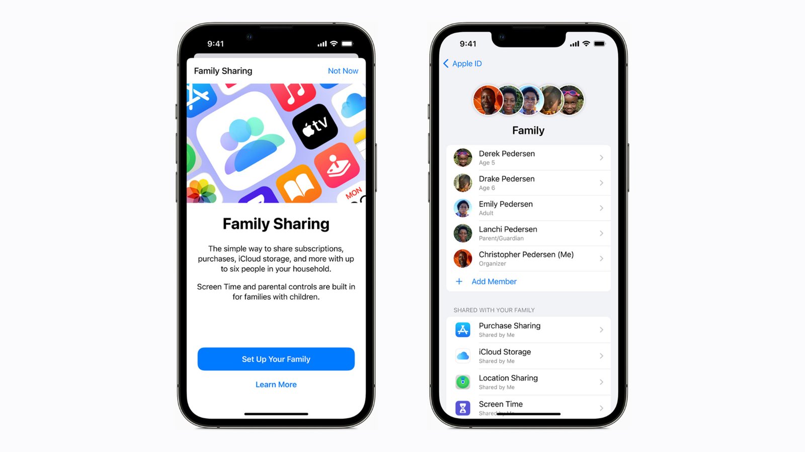 iCloud family sharing for photos across devices